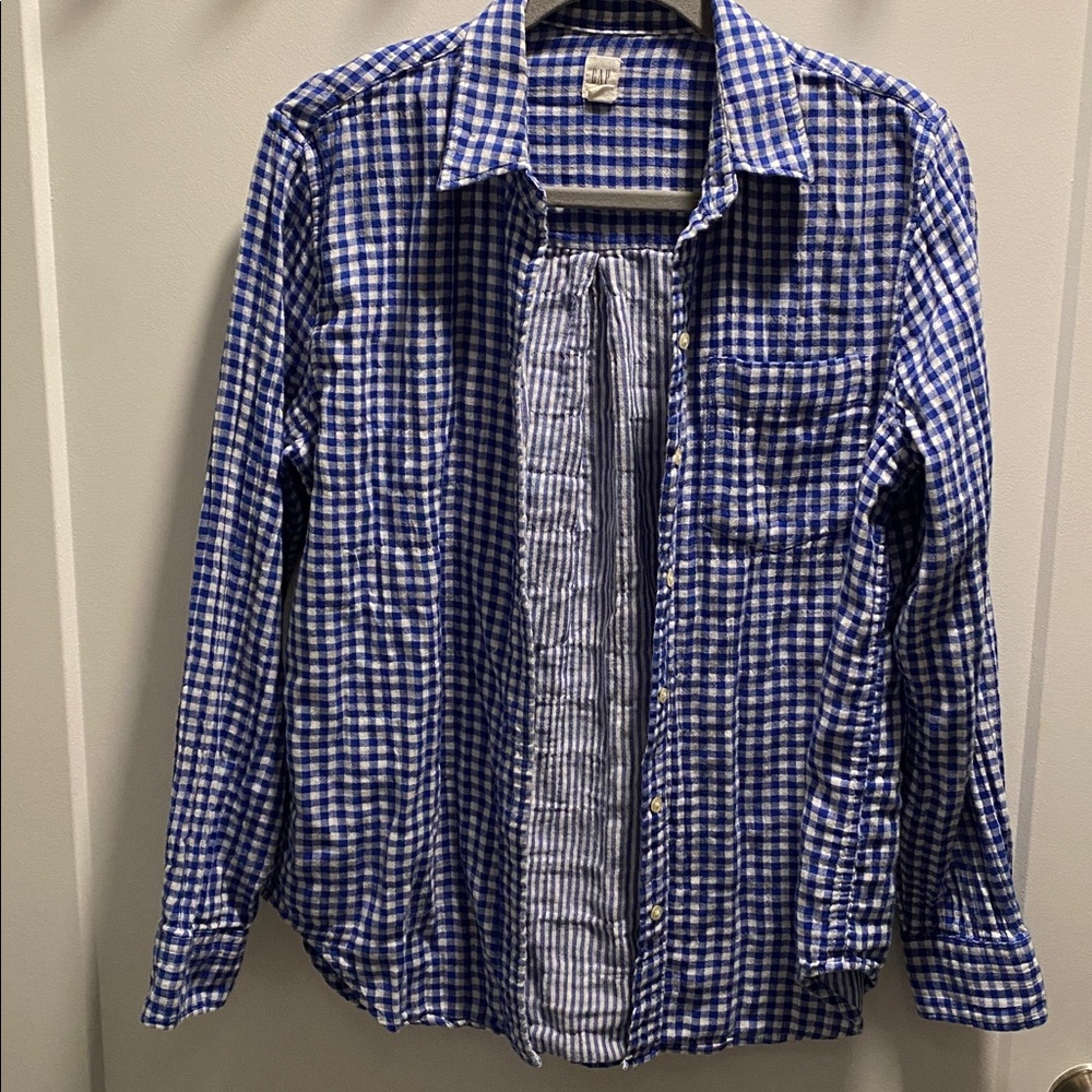 GAP Checkered Blue and White Shirt